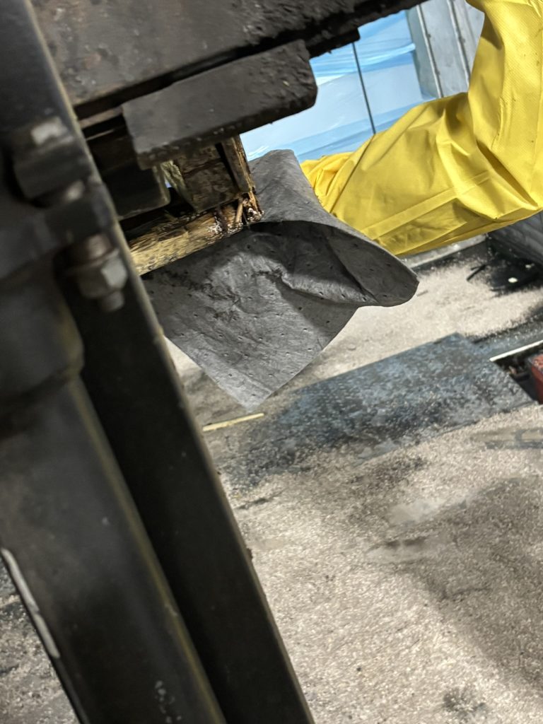 absorbent pads are used during remediation of spill